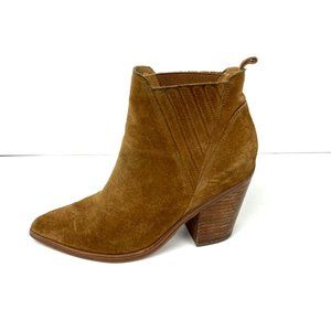 Marc Fisher LTD Alva Brown Ankle Boots Womens Size 9.5 Suede Leather Camel Color